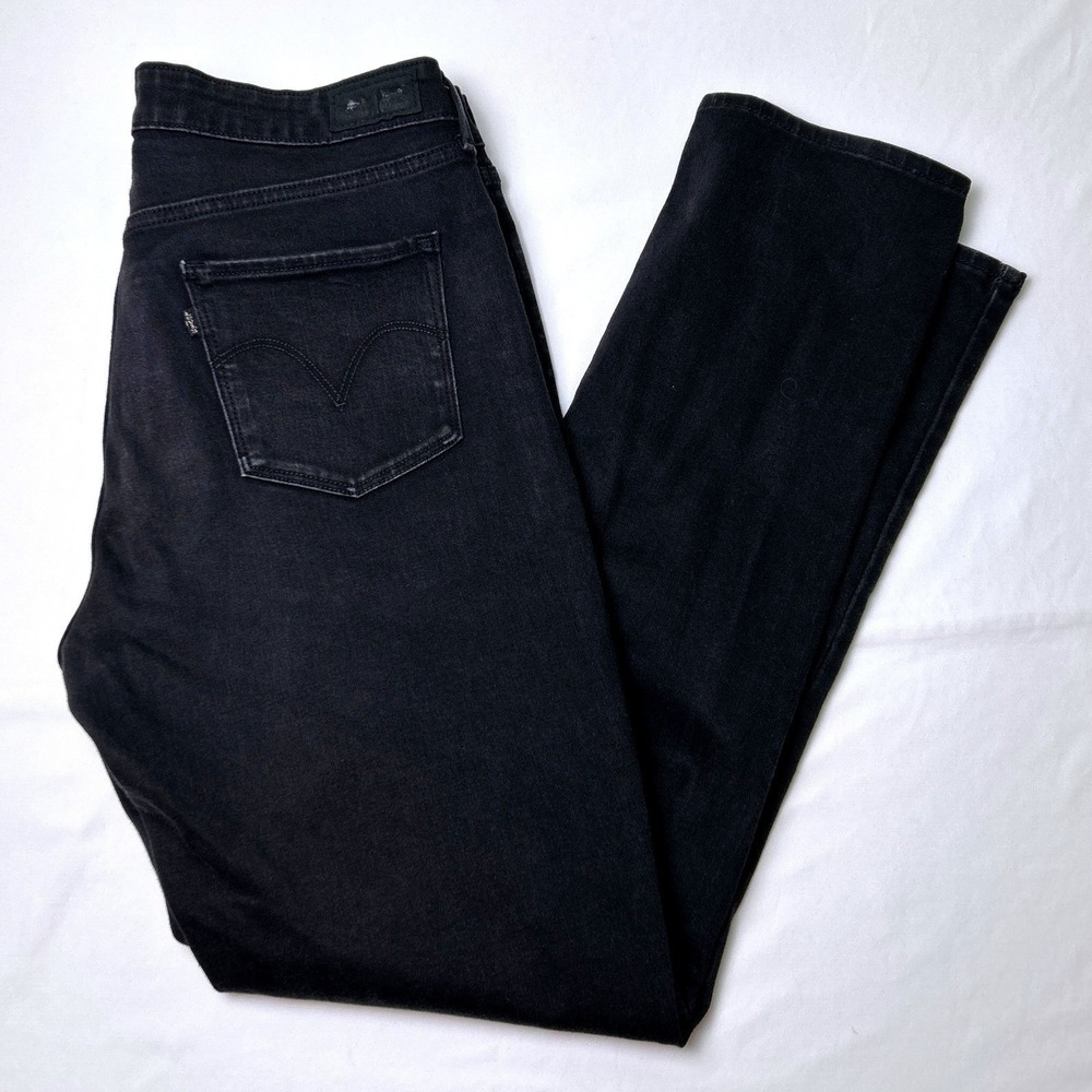 Levi's Womens Mid Rise Skinny Stretch Denim Jeans Size 12 Black Classic Casual